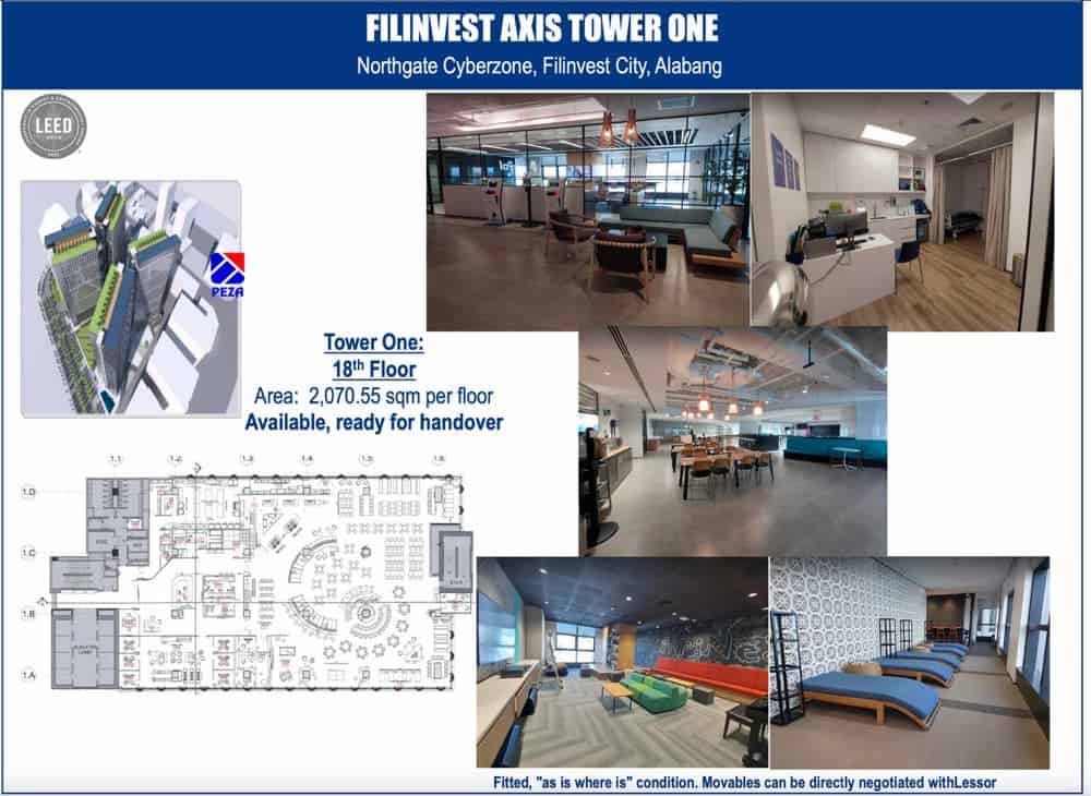 Filinvest Axis Tower One Alabang 写字楼2070平方米整层出租