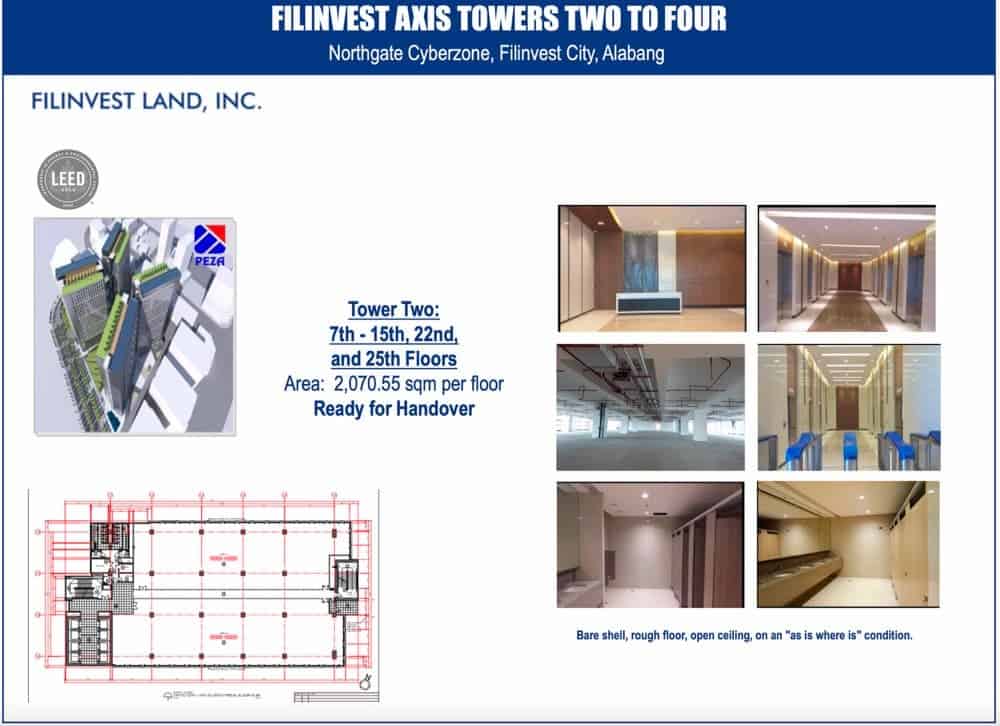 Filinvest Axis Tower Two 阿拉邦写字楼2070平方米整层出租